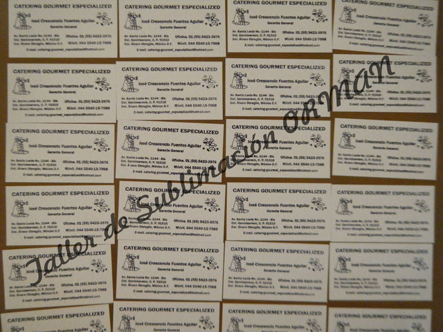 Tarjetas presentación en papel opalina con impresión a una tinta.
